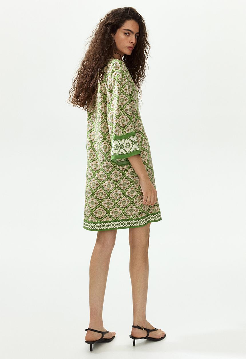 H&M - Viscose tunic dress - green/patterned