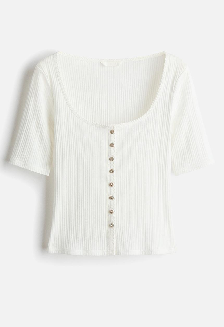 H&M - Pointelle-knit top - white