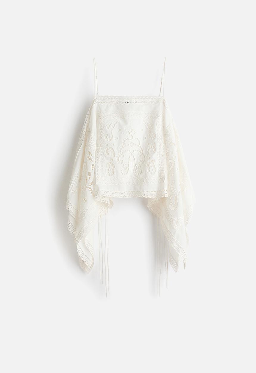 H&M - Broderie anglaise strappy top - white