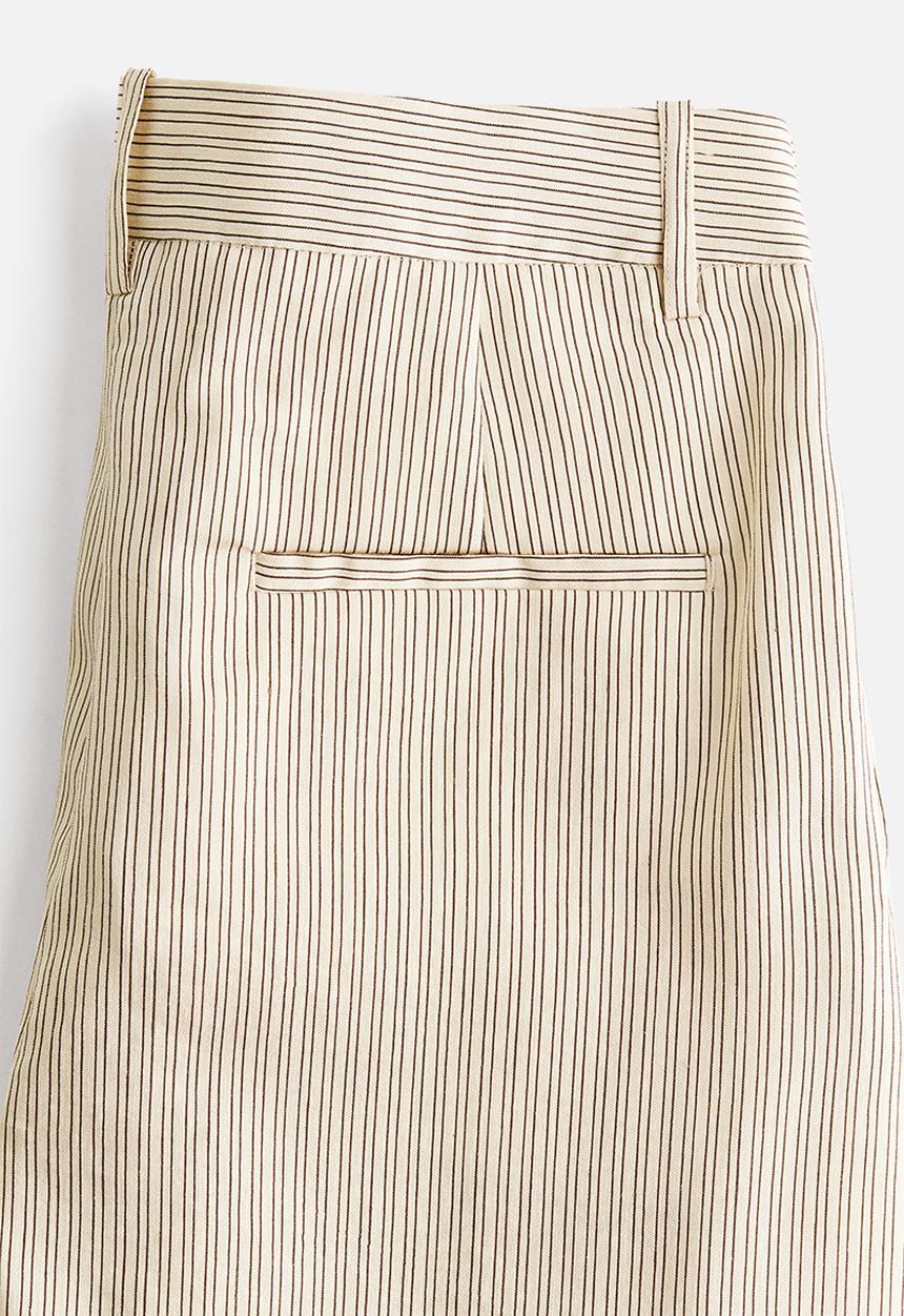 H&M - Linen-blend barrel trousers - beige/striped