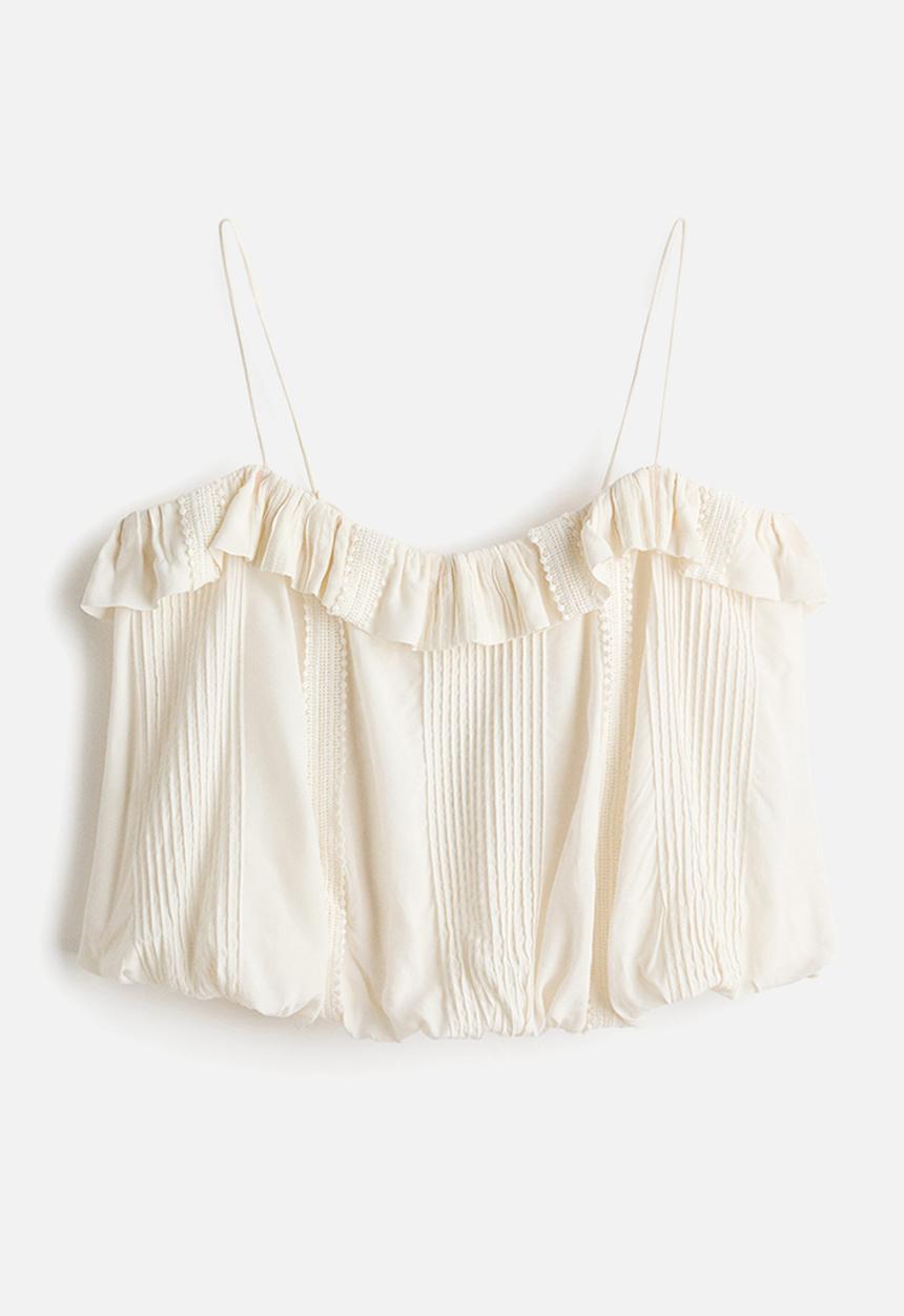 H&M - Bubble-hem strappy top - cream