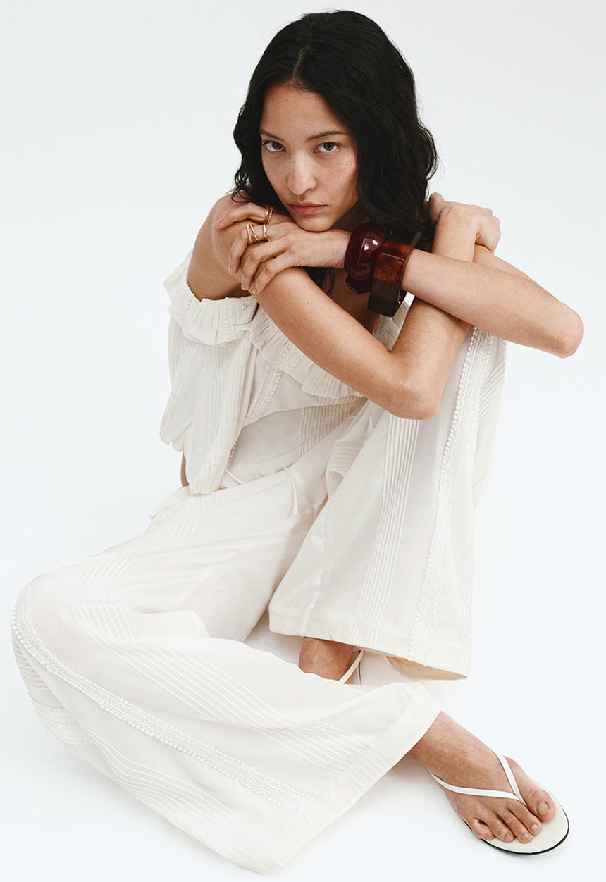 H&M - Pintucked trousers - cream
