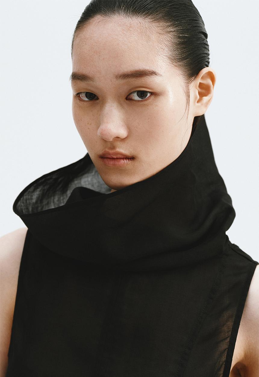 H&M - Ramie-blend peplum top - black