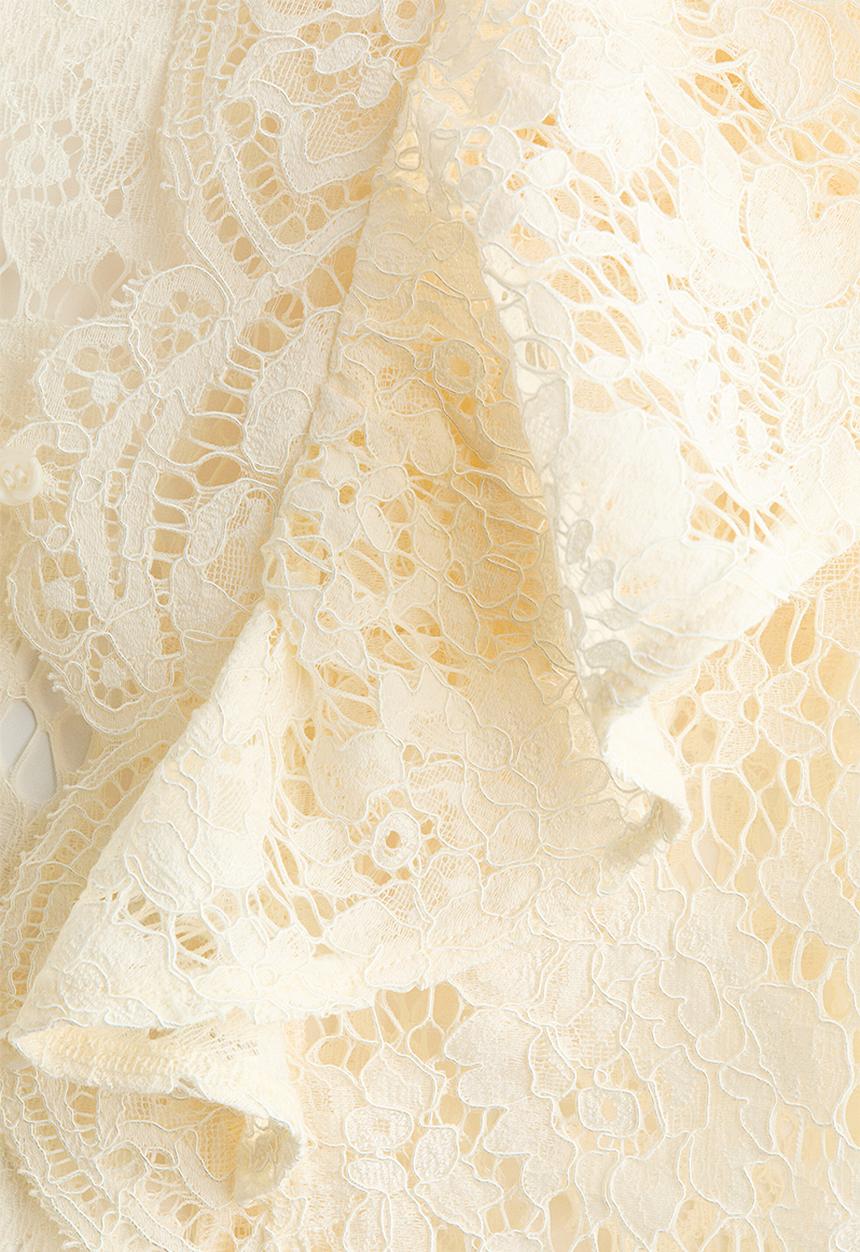 H&M - Flounce-trimmed lace blouse - cream