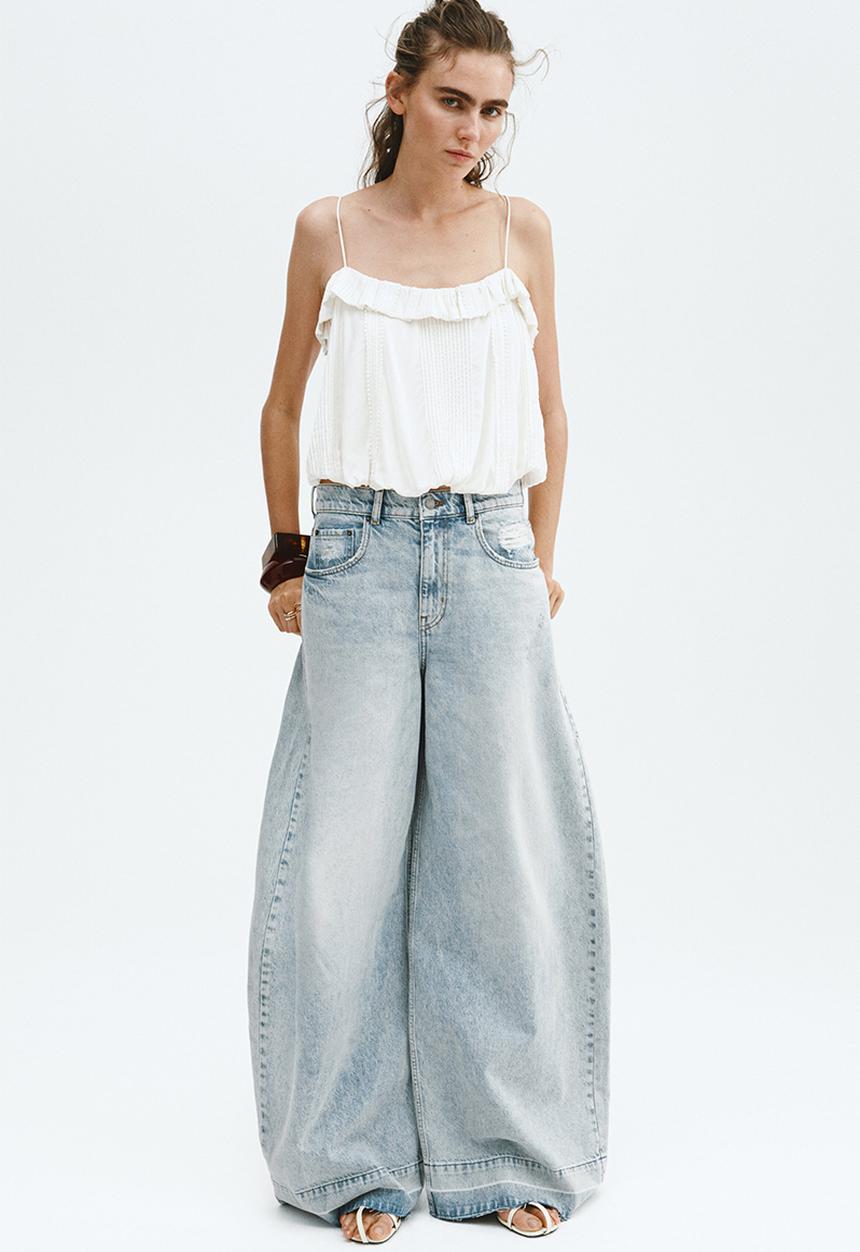 H&M - Wide-leg jeans - light denim blue