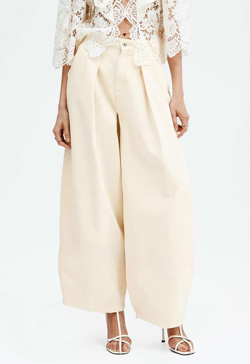 H&M - Barrel leg regular waist jeans - pale yellow