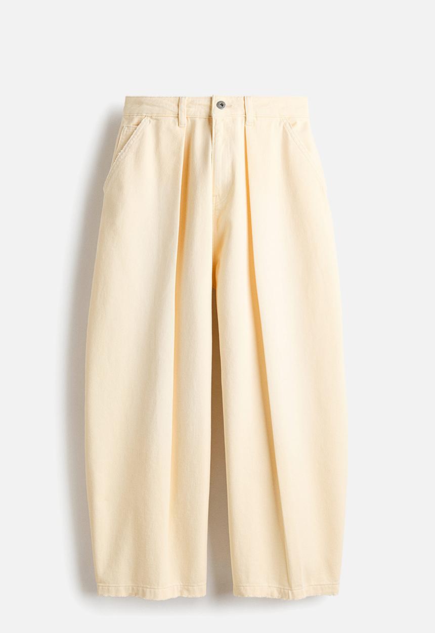 H&M - Barrel leg regular waist jeans - pale yellow