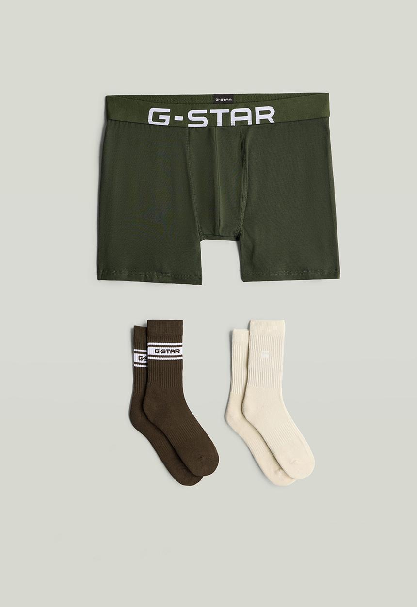 G-STAR - Boxer and 2pk sock giftset - khaki