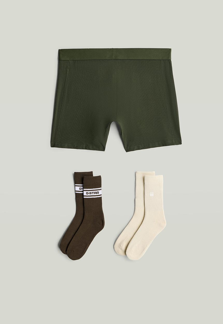 G-STAR - Boxer and 2pk sock giftset - khaki