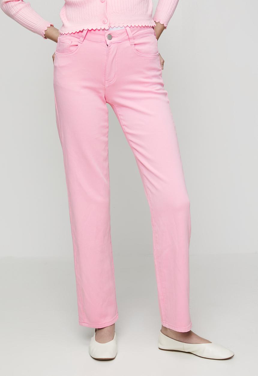 Stella Morgan - Mid Waist 5 Pocket Straight Leg Jean - Light Pink