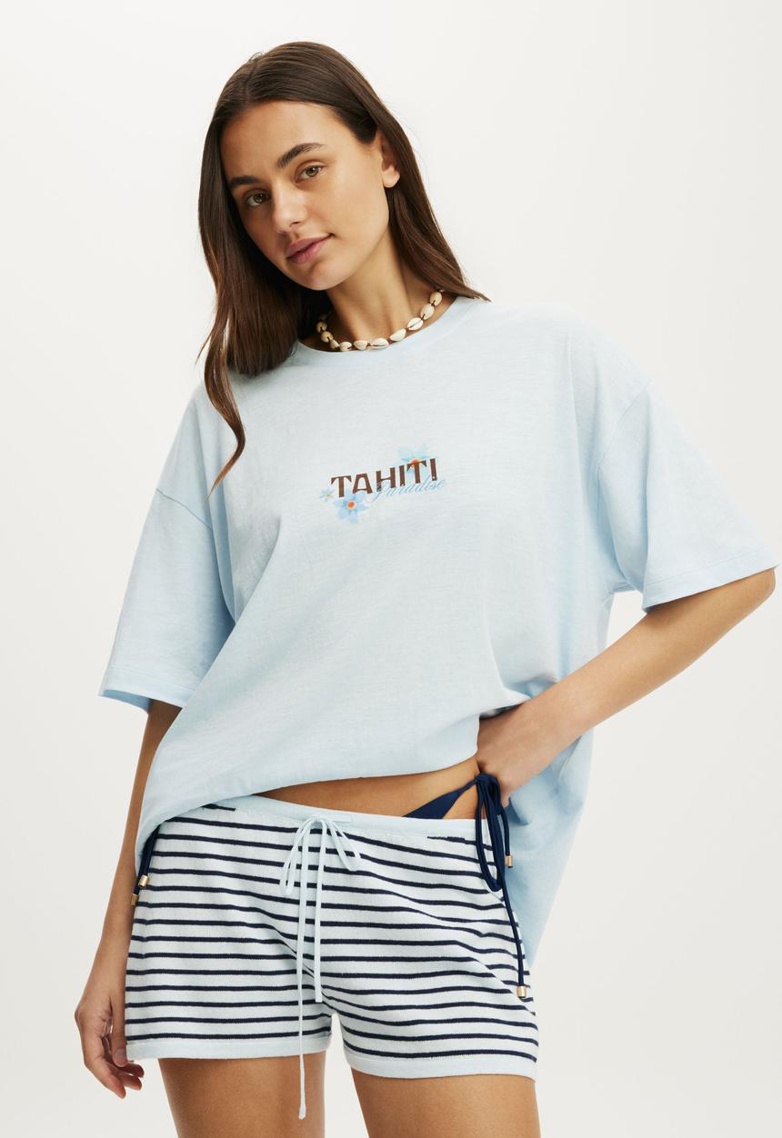 Cotton On - The Resort Oversized Tee - Saltwater Slide/Tahiti