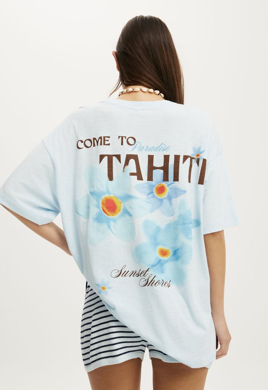Cotton On - The Resort Oversized Tee - Saltwater Slide/Tahiti