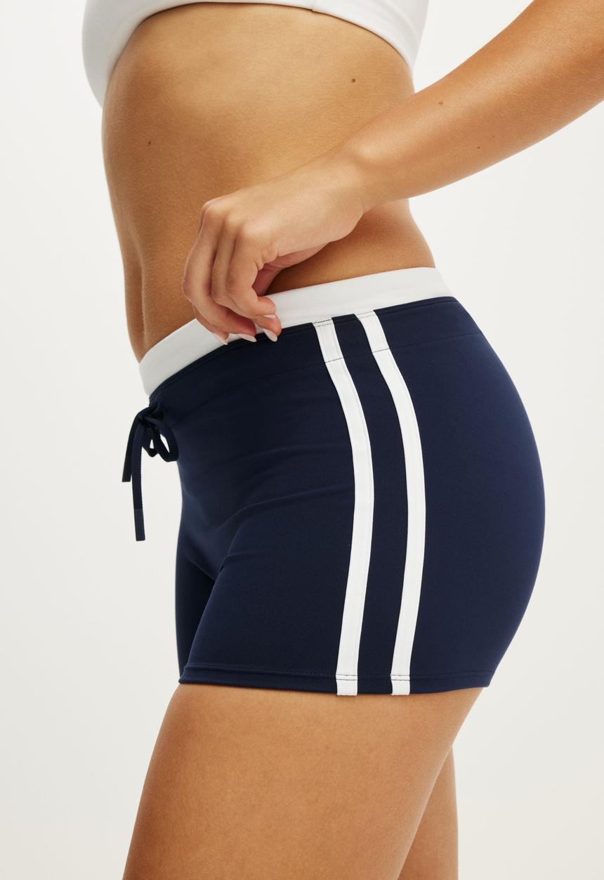 Cotton On - Ultra Soft Tie Front Micro Short - Prep Sport Navy/White