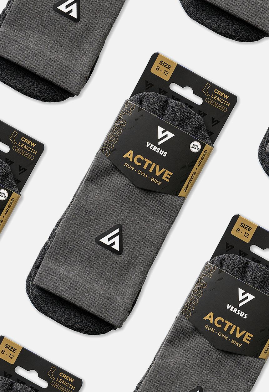 Versus - Classic Active Crew Tab Socks - Charcoal