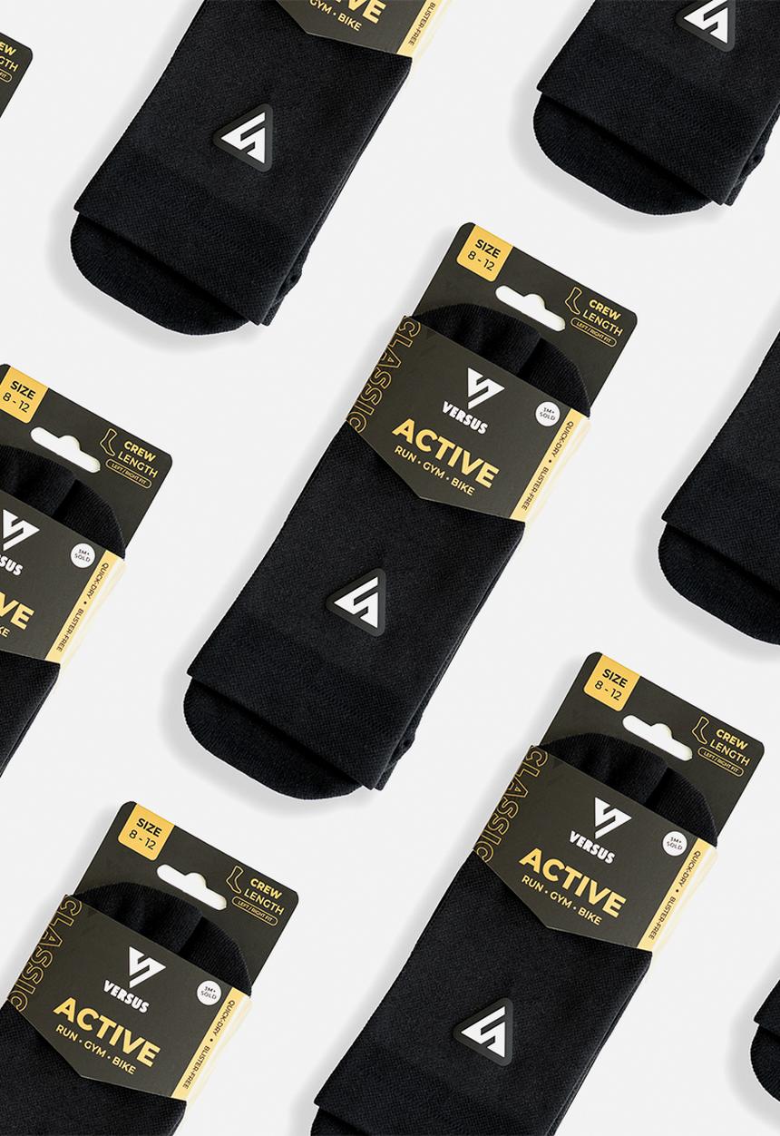 Versus - Classic Active Crew Tab Socks - Black