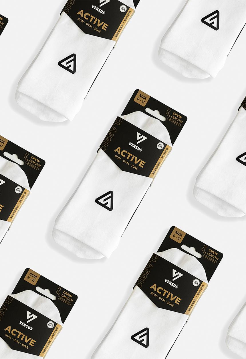Versus - Classic Active Crew Tab Socks - White