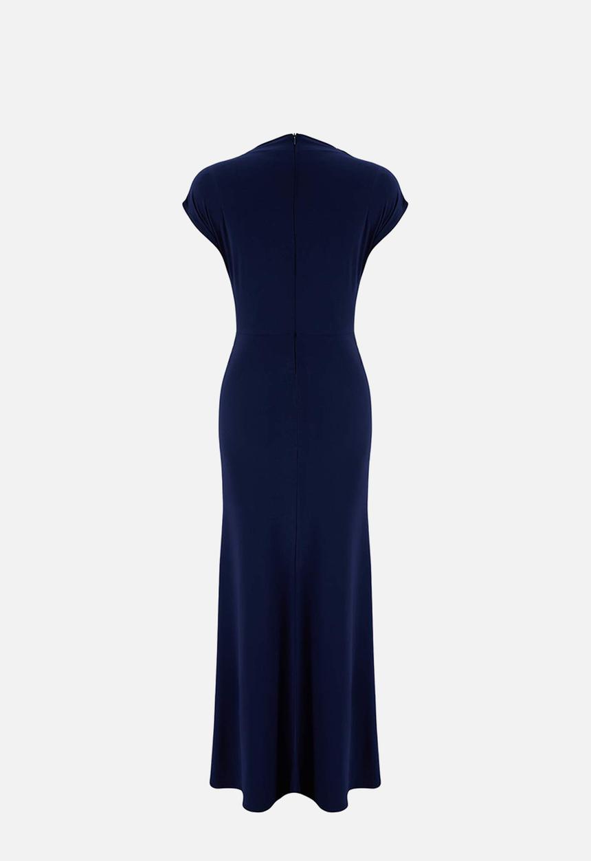 Trendyol - High Neck Fish-Tail Maxi Evening Dress - Navy Blue
