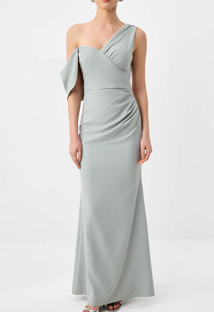 Trendyol - V-Neck Fish-Tail Maxi Evening Dress - Mint