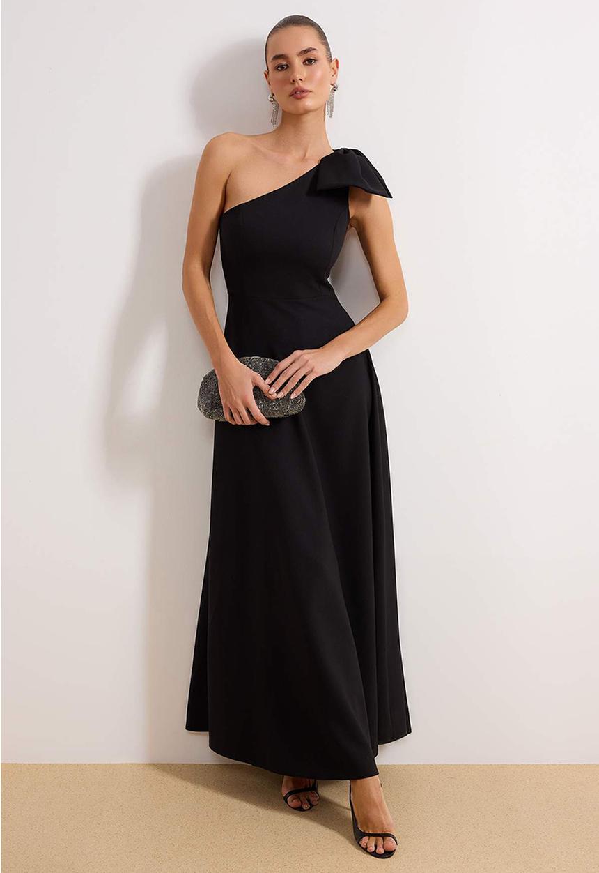 Trendyol - A-Line Evening and Graduation Dress - Black