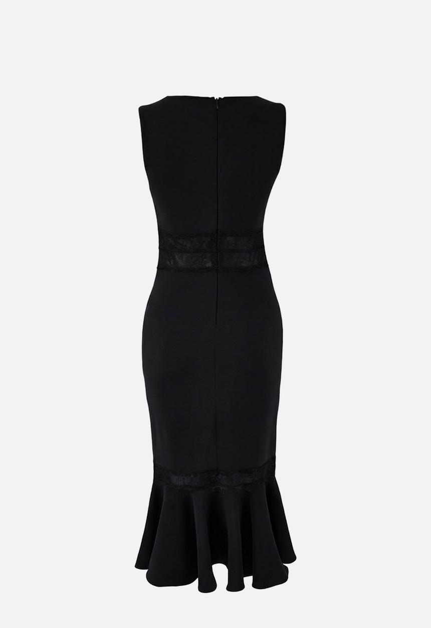 Trendyol - Lace Detail Fish-Tail Midi Dress - Black