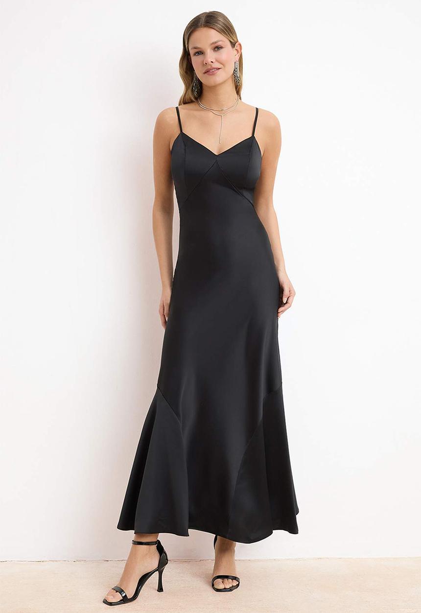 Trendyol - A-Line Maxi Dress - Black