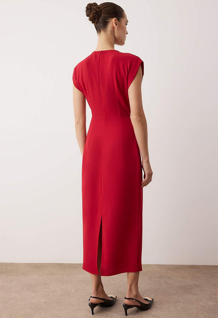 Trendyol - Accessory Detail Midi Dress - Red