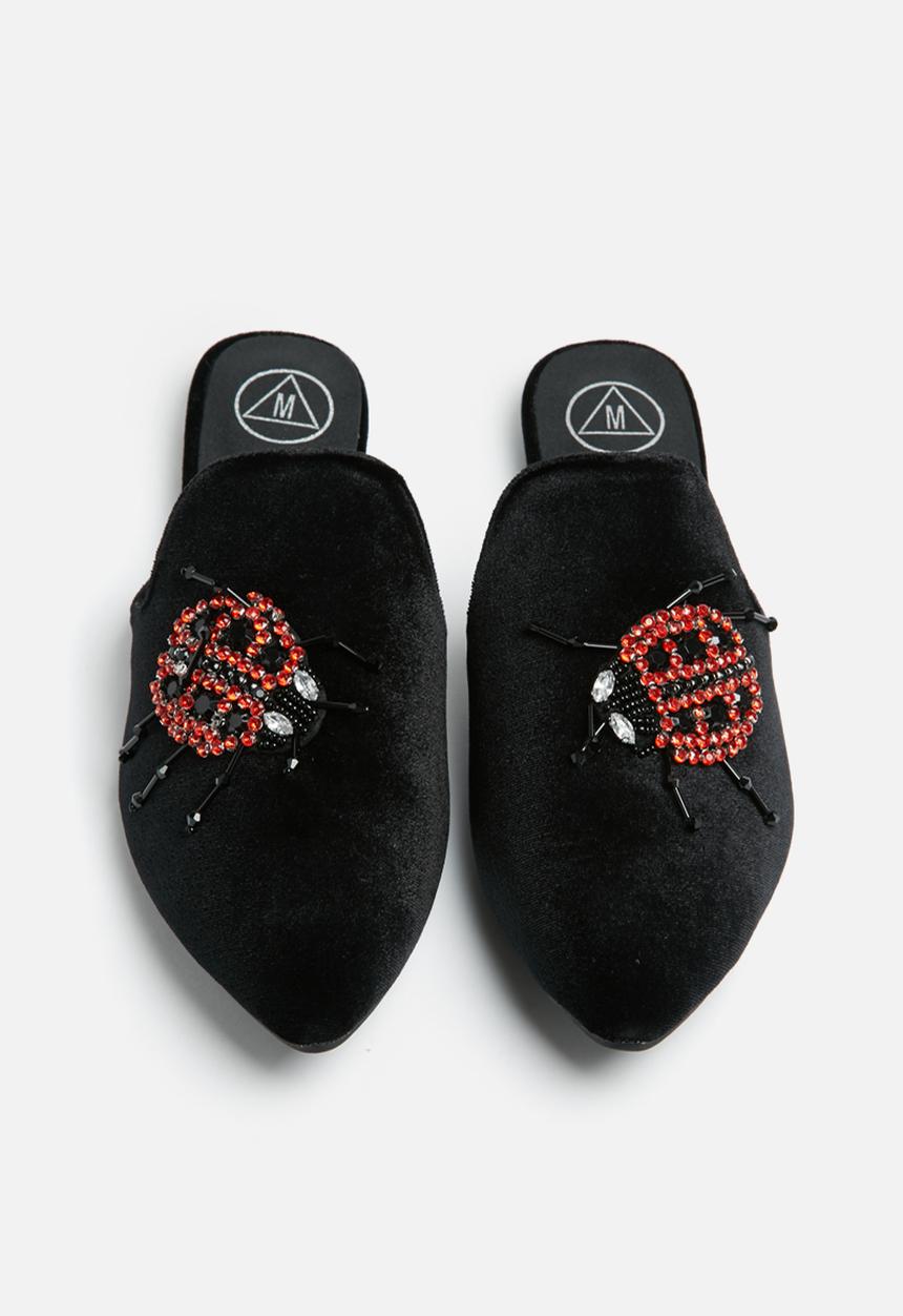 Missguided - Embroidered lady bug velvet mule