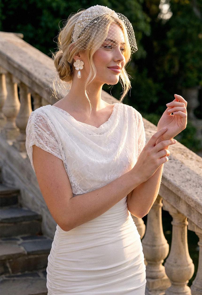 Trendyol - Degaje Collar Fish-Tail Maxi Evening Dress - White