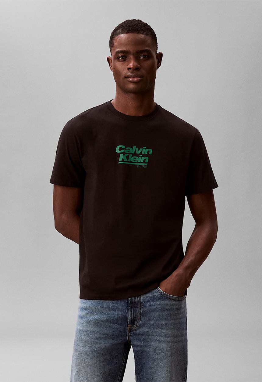 Calvin Klein - Retro Logo Crew Neck T-Shirt - Black