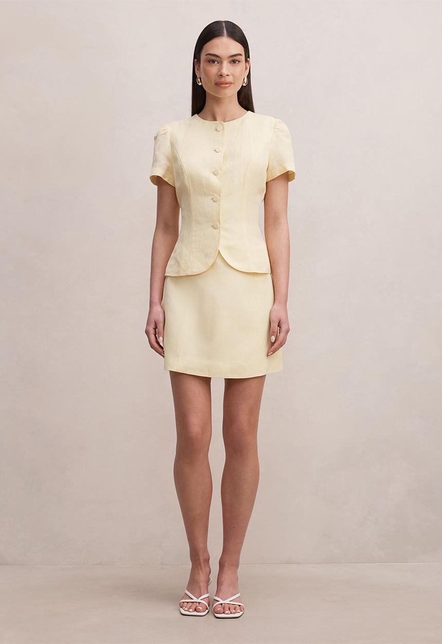 Forever New - Cartia button down top in butter yellow set