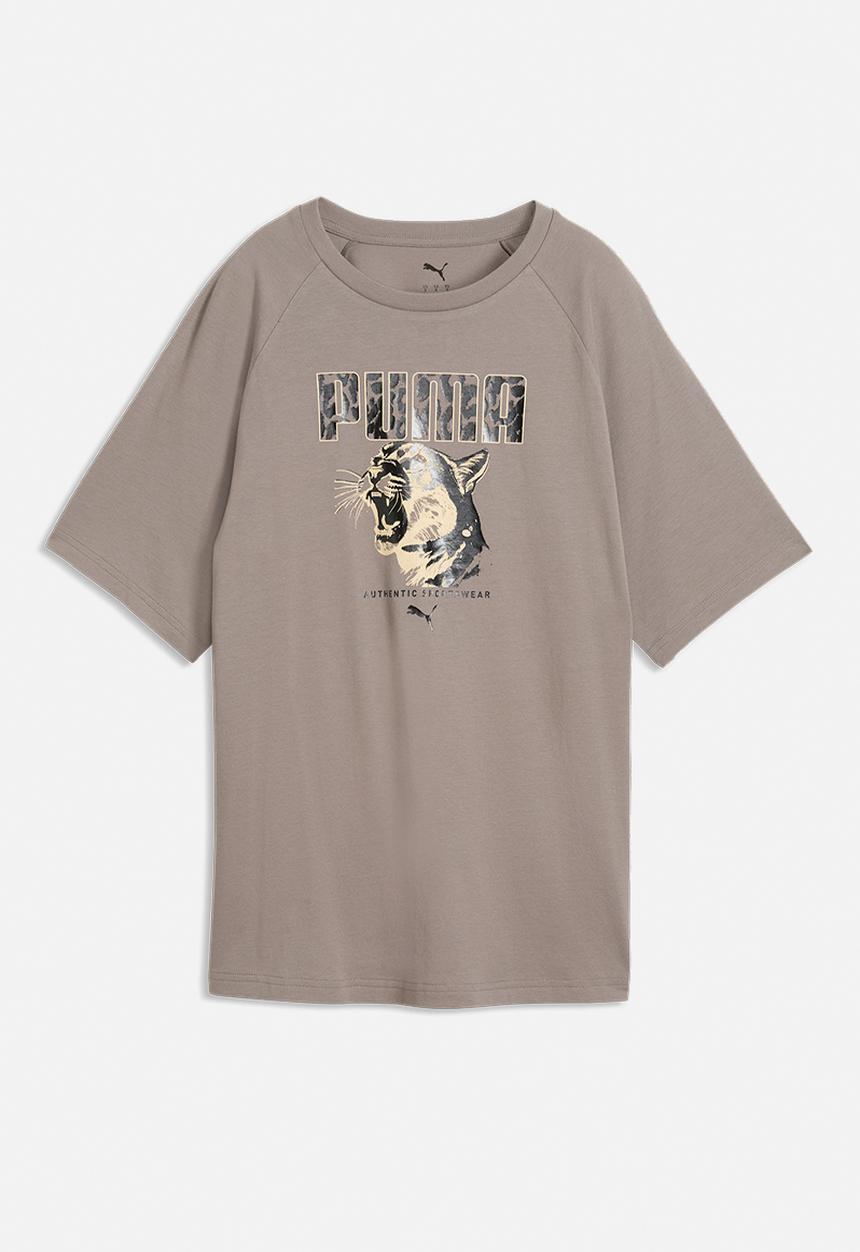 PUMA - Graphics Animal Relaxed Graphic Tee - Mouse Gray