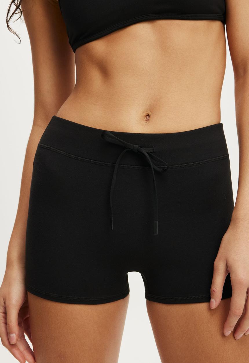 Cotton On - Ultra Soft Tie Front Micro Short - Black1