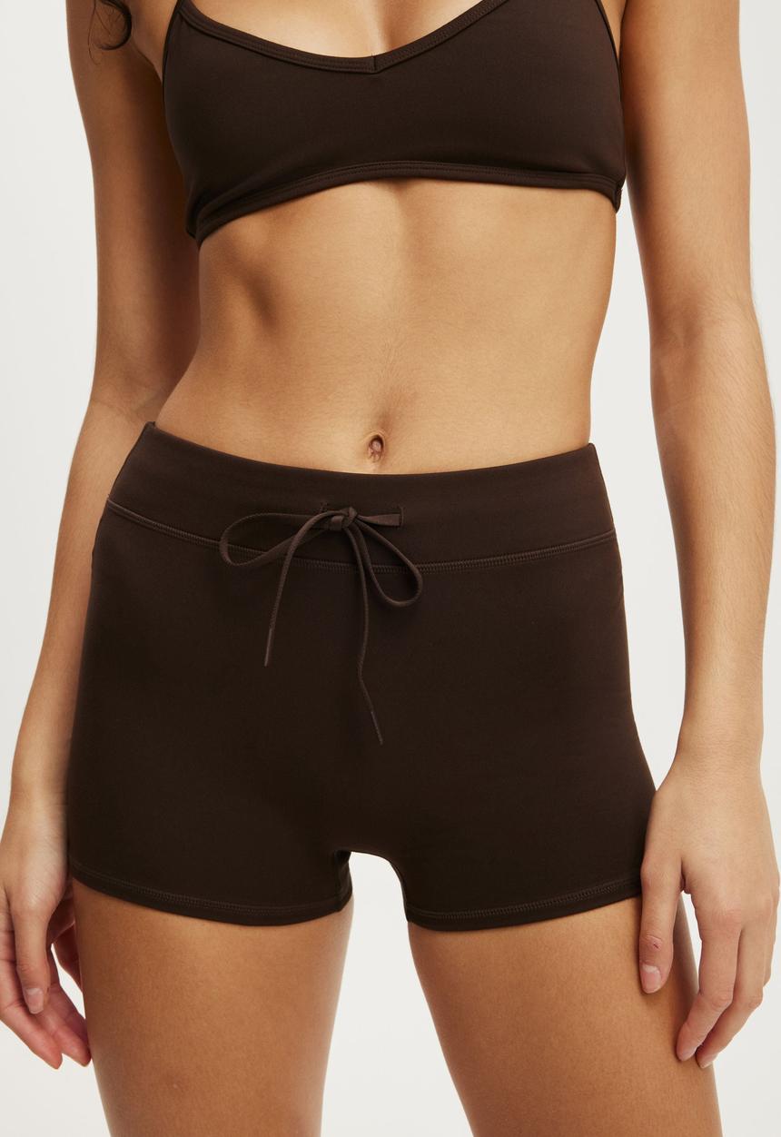 Cotton On - Ultra Soft Tie Front Micro Short - French Roast1