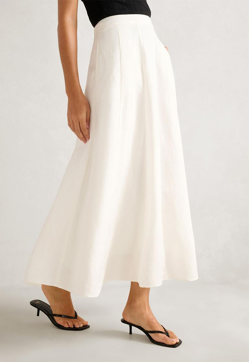 Forever New - Georgina linen blend midi skirt in porcelain