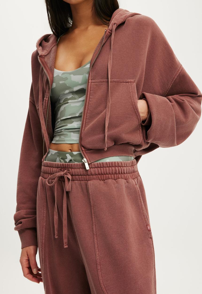 Cotton On - Active Fleece Bubble Zip Through - Ember Dust/Wash