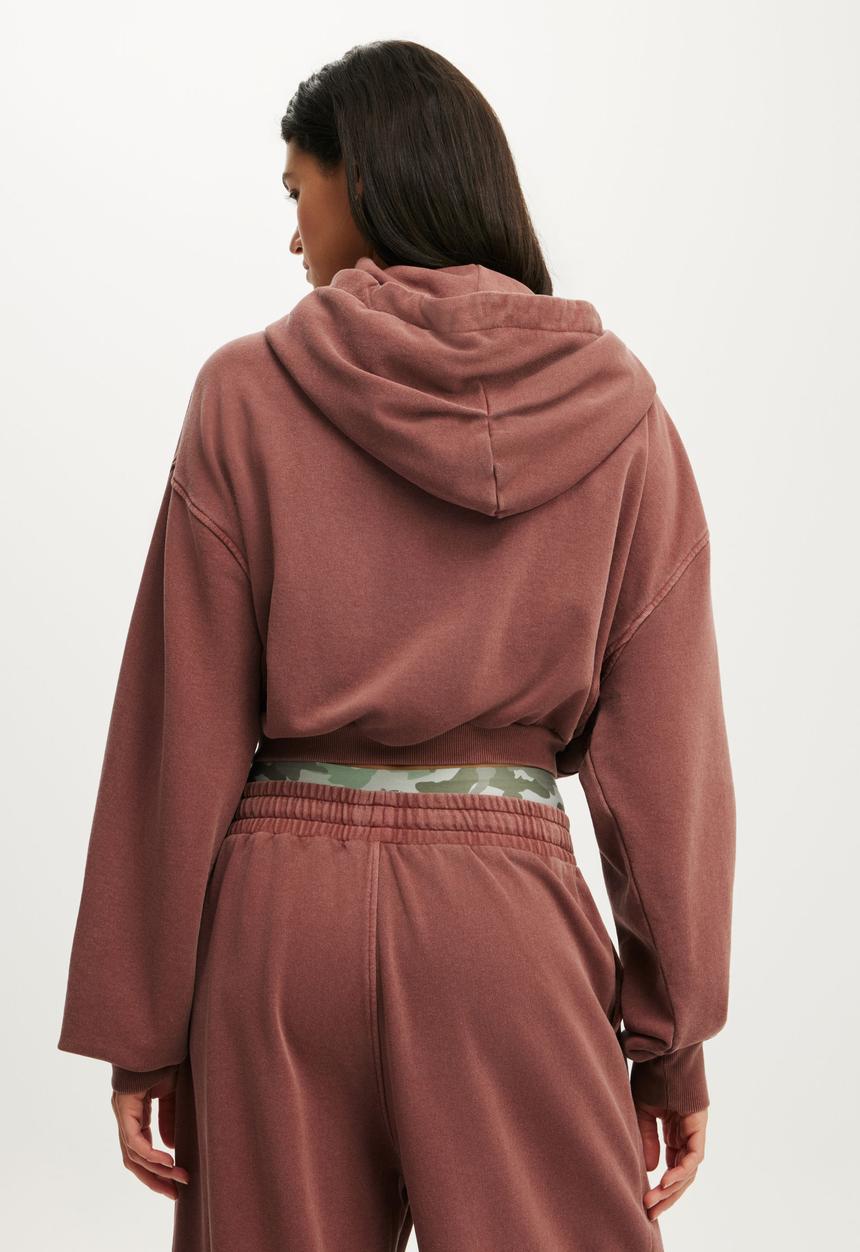 Cotton On - Active Fleece Bubble Zip Through - Ember Dust/Wash
