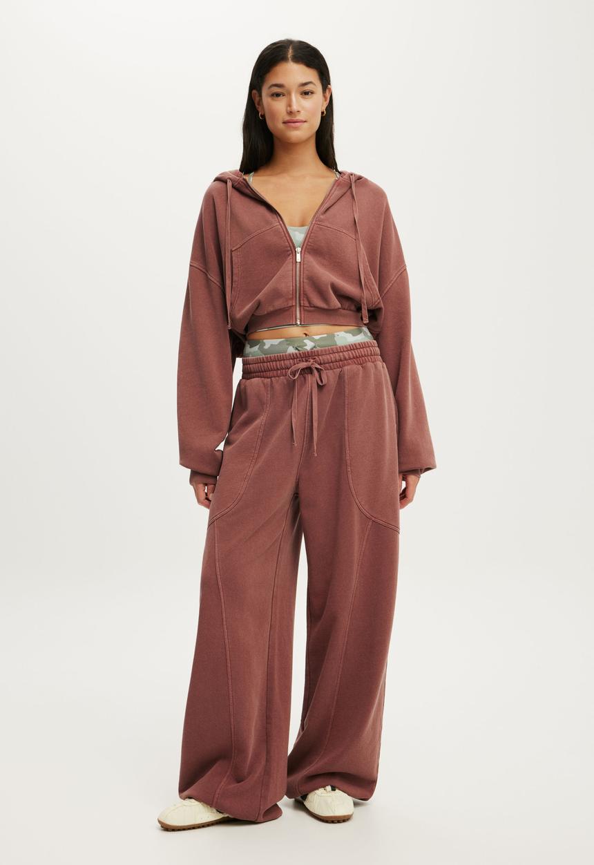 Cotton On - Active Fleece Bubble Zip Through - Ember Dust/Wash