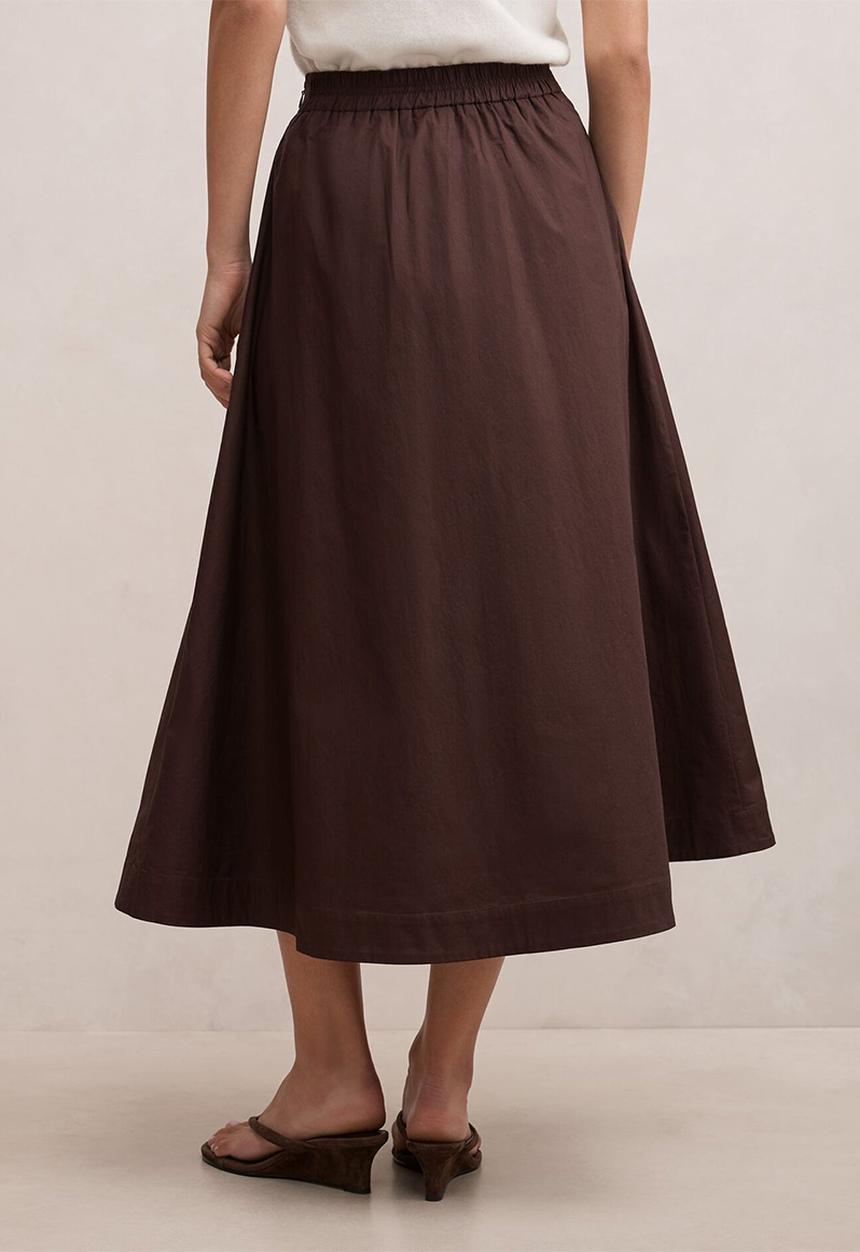 Forever New - Chrissy cotton midi skirt in chocolate