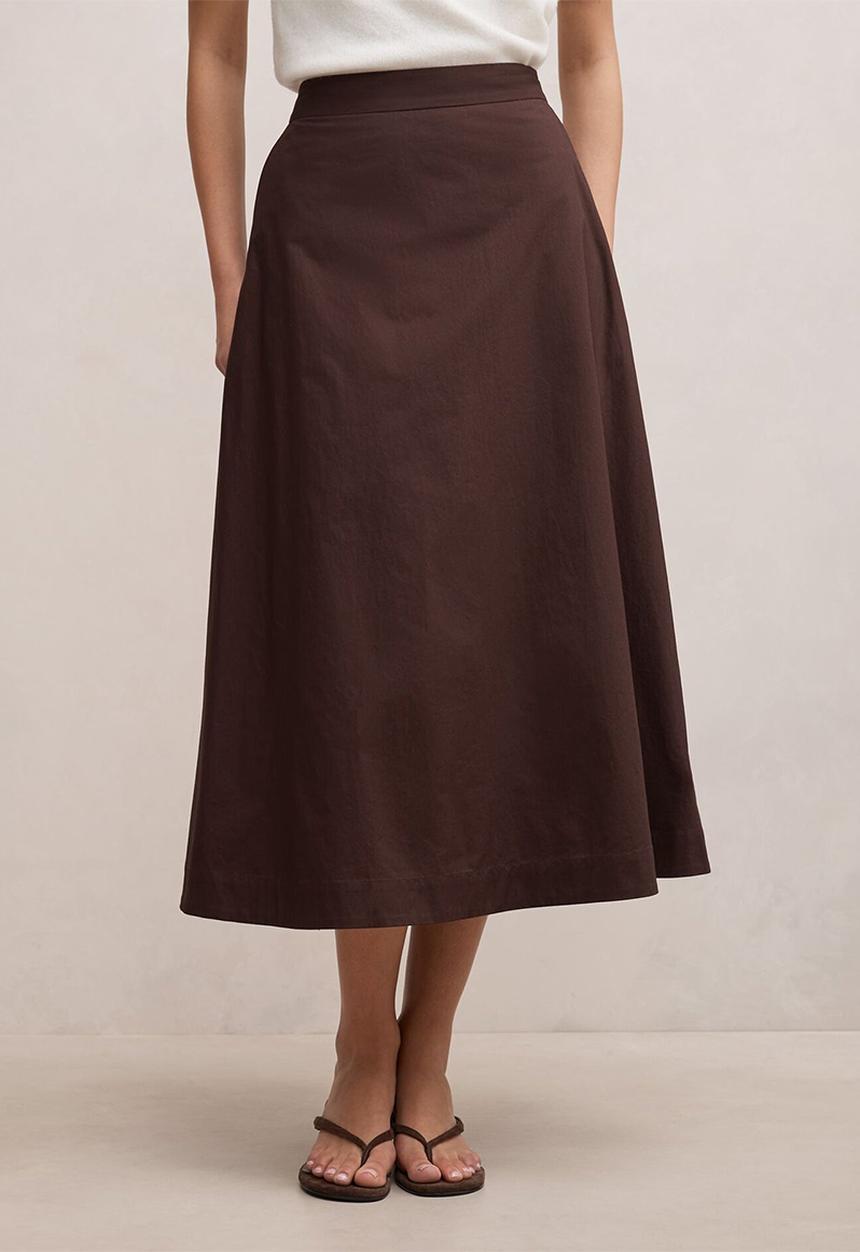 Forever New - Chrissy cotton midi skirt in chocolate