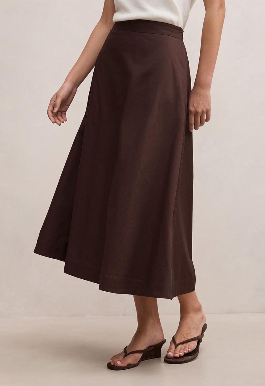 Forever New - Chrissy cotton midi skirt in chocolate