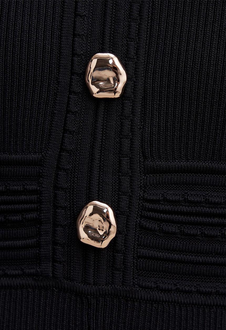 Forever New - Niki v-neck stitch knit dress in black