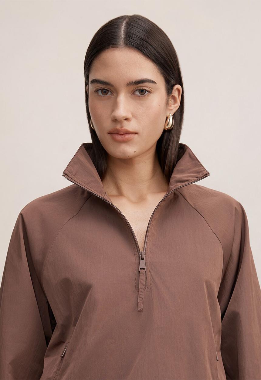 Forever New - Kim quarter zip windbreaker jacket in chocolate truffle
