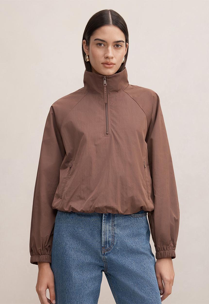 Forever New - Kim quarter zip windbreaker jacket in chocolate truffle