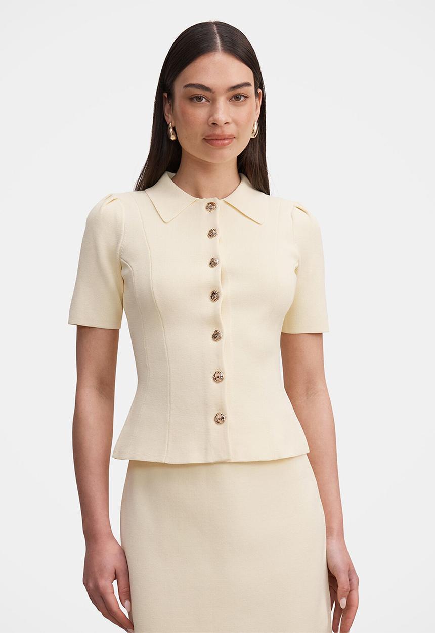 Forever New - Esther button knit top in lemon yellow co ord