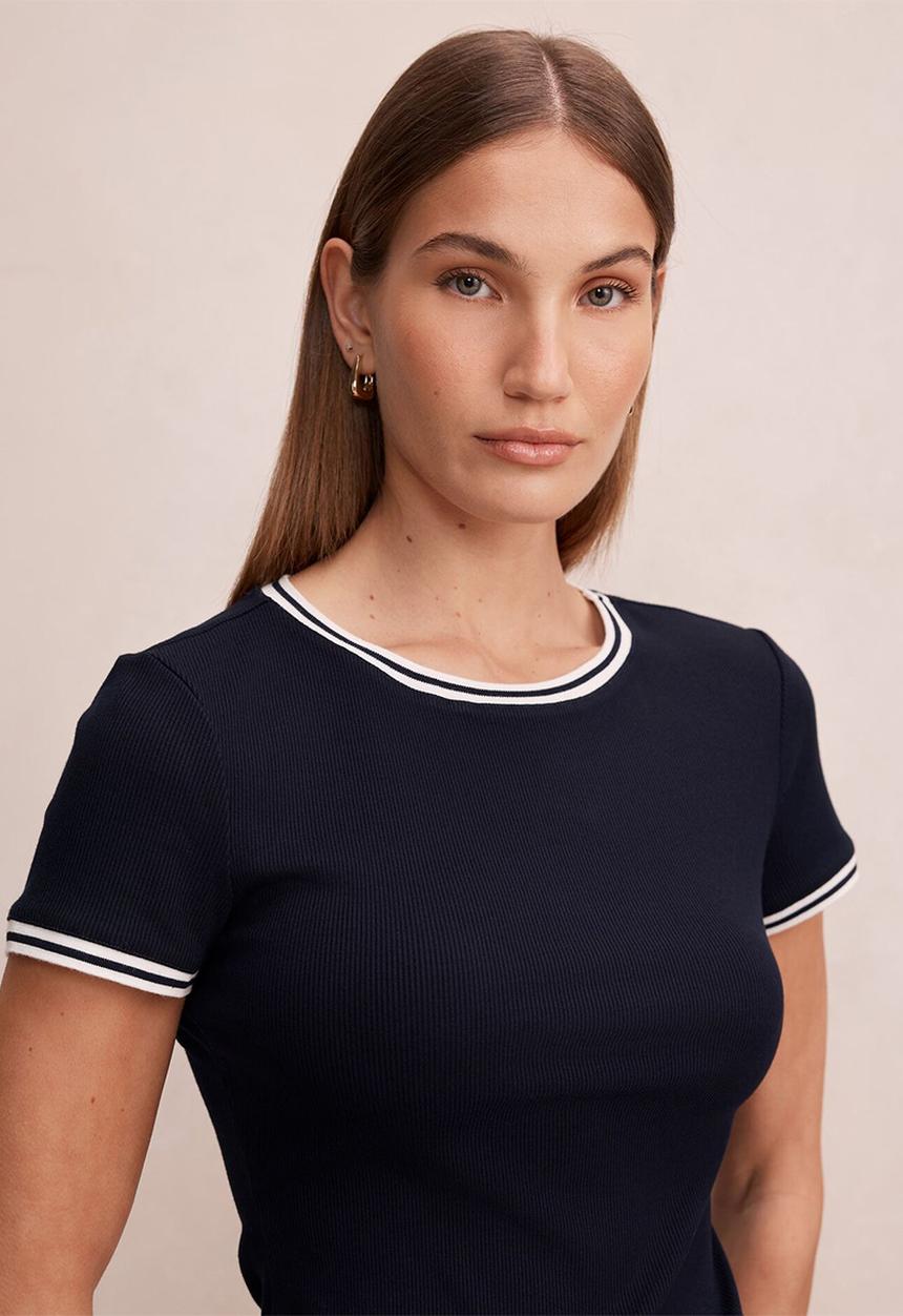 Forever New - Rosie tipped trim short sleeve t-shirt in navy