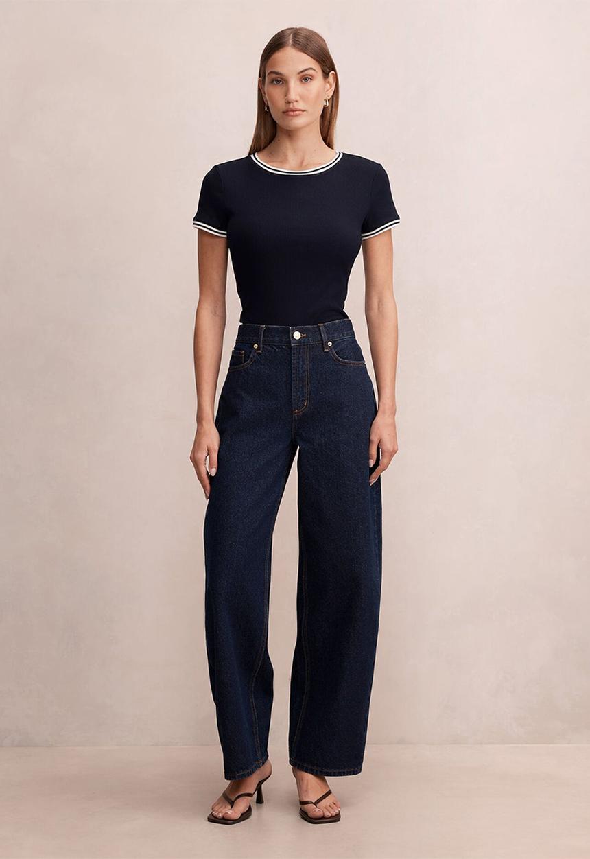 Forever New - Rosie tipped trim short sleeve t-shirt in navy
