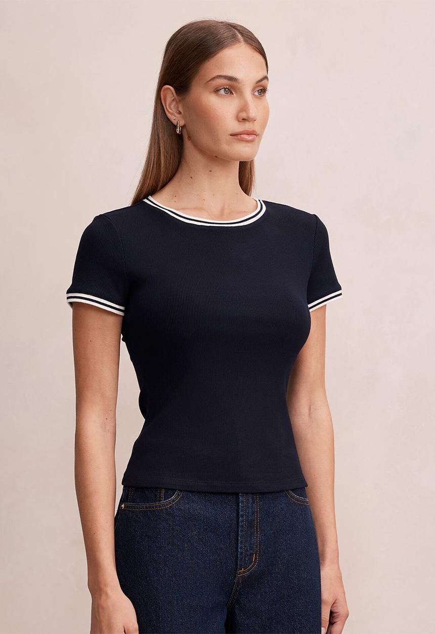 Forever New - Rosie tipped trim short sleeve t-shirt in navy