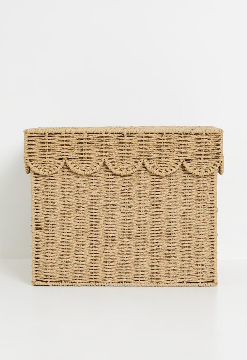 Pop Candy - Woven scalloped lid storage box - neutral