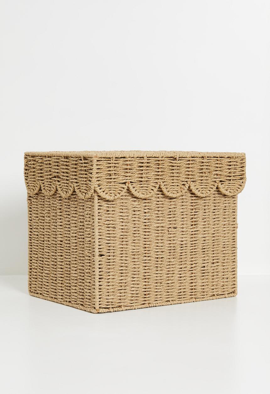 Pop Candy - Woven scalloped lid storage box - neutral
