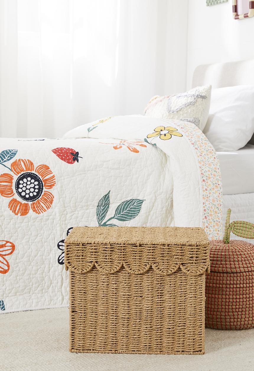 Pop Candy - Woven scalloped lid storage box - neutral